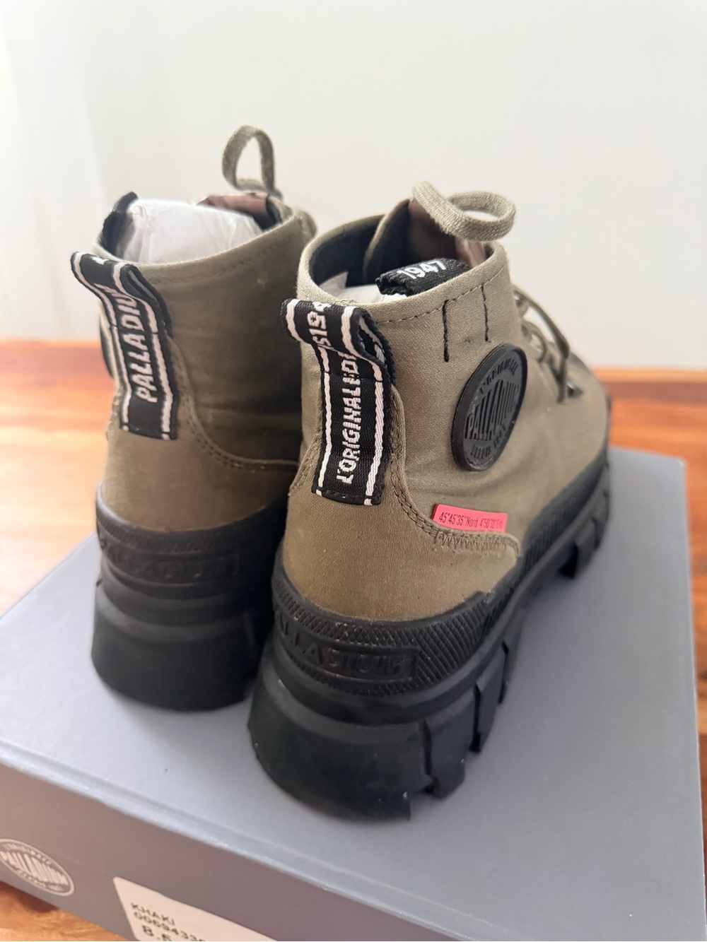 Palladium Olive Green Canvas Platform Sneakers